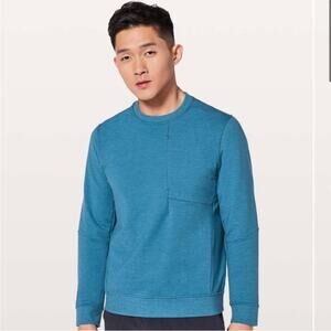 Lululemon Men’s City Sweat Crew Heathered Pewter Blue Size XS Pullover Terry